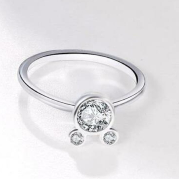 Mickey Mouse Icon Ears Ring Silver Size 6 7 Silver Plated Cubic Zirconia - Picture 6 of 6
